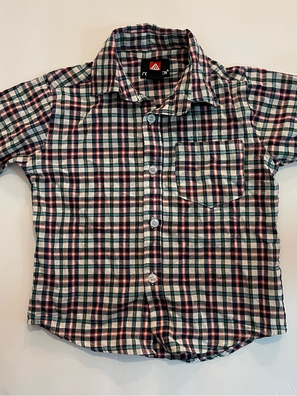 Kids Short-Sleeve Plaid Button-Down Shirt - Red, Green & White